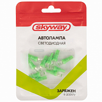 Автолампа диод T5 (W1,2W) 12V 1 LED диод 1-конт Зеленая SKYWAY Панель min 10шт